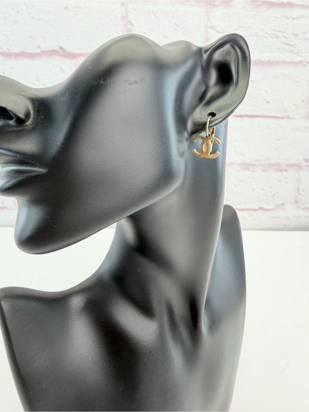 CHANEL Gold CC Dangle Hoop Earrings 10A